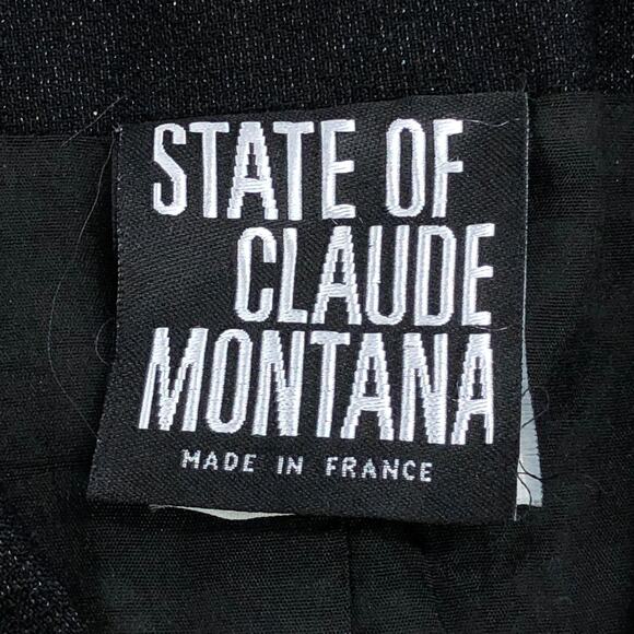 State Of Claude Montana Blazer Womens 12 Black Double Breasted Wool Blend Jacket - Picture 12 of 16